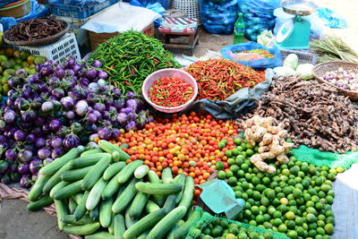 Vegetables for sale at market stall