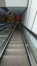 Elevated view of escalator