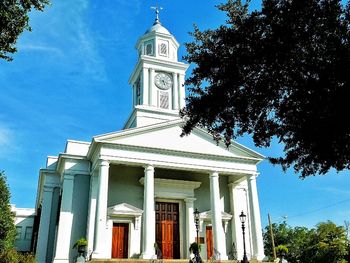 Low angle view of church against clear sky
