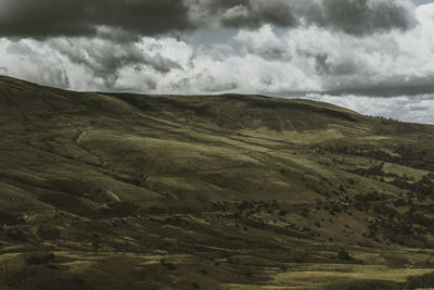 Scenic view of sand dunes against sky