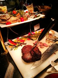 High angle view of food on table