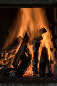 Burning wood logs creating amazing orange flames