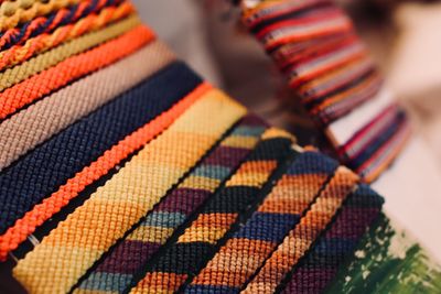 High angle view of colorful textile