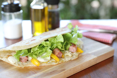 Close-up of food on table