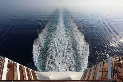 High angle view of a boat in sea