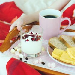 Close-up of breakfast on table