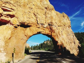 View of road through rock formation