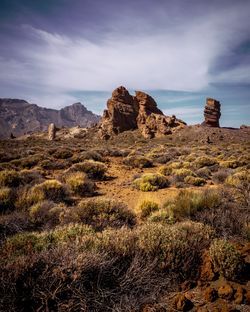 Rock formations on landscape against sky - tenerife teide national park 