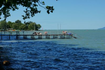 Scenic view of sea against clear sky