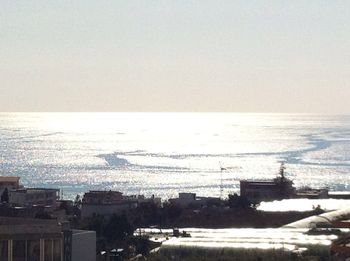 Scenic view of sea against clear sky