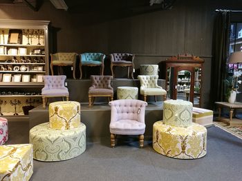 Chairs arranged in shelf