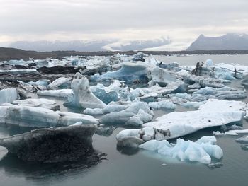 Scenic view of frozen sea against sky