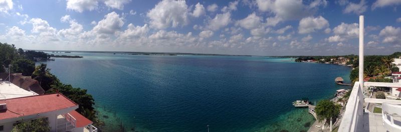 Scenic view of sea against cloudy sky
