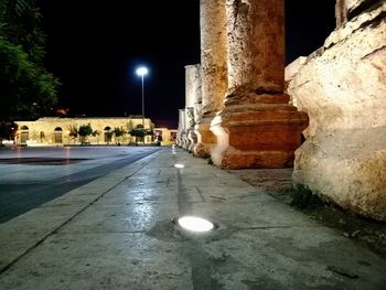 Surface level of historical building at night