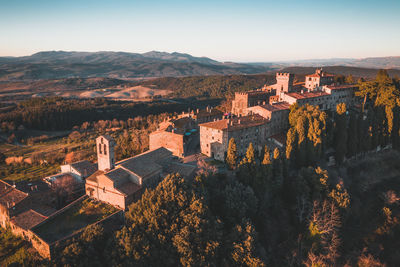 Aerial view of querceto in tuscany 