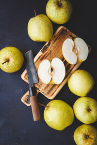 High angle view of fruits on table