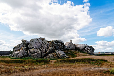 House in the rocks in meneham village, kerlouan, finistere, brittany, france