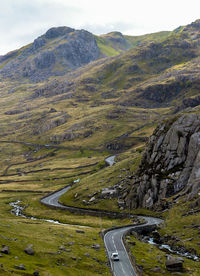 High angle view of road on mountain