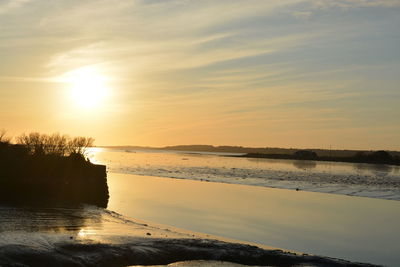 Scenic view of sunset over river