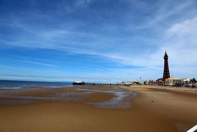 View of beach against cloudy sky