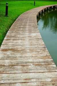 View of grass by water