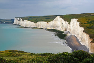 Scenic view of sea against cloudy sky