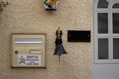 Information sign on wall at home