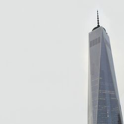 Low angle view of modern buildings against clear sky