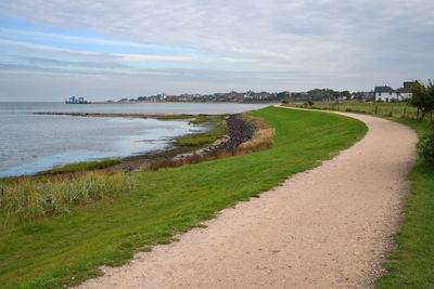 Panoramic image of the coastal landscape of amrum, north sea, germany