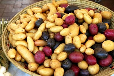 High angle view of fruits in basket