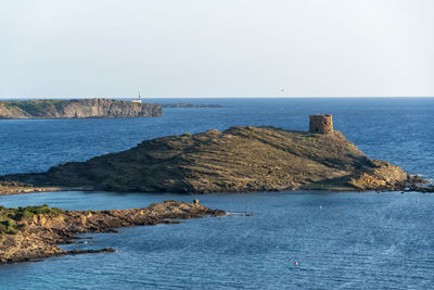 Scenic view of sea against clear sky