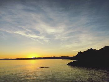 Scenic view of sea against sky at sunset