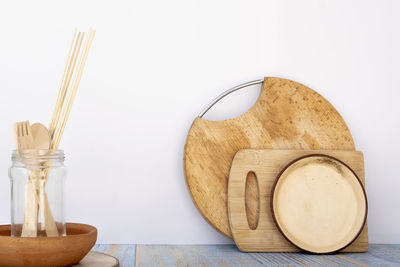 Close-up of food on table against white background