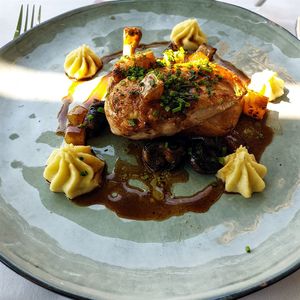 High angle view of food on table