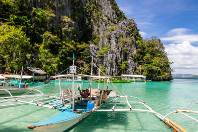 Scenic view of sea and trees against sky