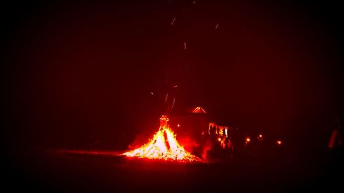 Close-up of bonfire at night