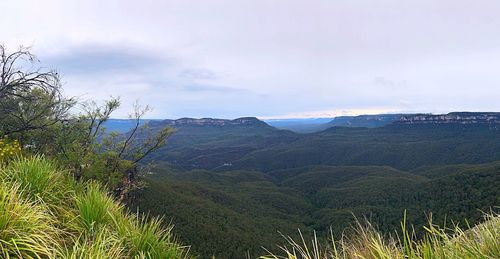 Scenic view of mountains against sky