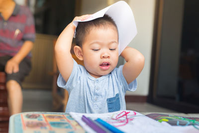Close-up of boy playing