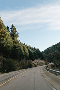 Road amidst trees against sky