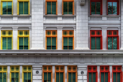 Old hill street police station colorful iconic windows. famous historical landmark in singapore