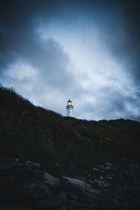 Low angle view of lighthouse against sky