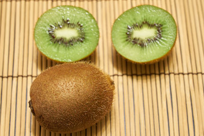 High angle view of fruits in plate