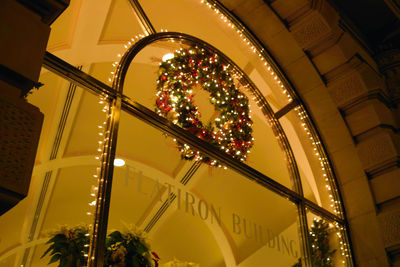 Low angle view of illuminated building