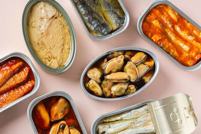 High angle view of food on table