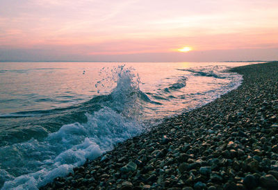 Scenic view of sea during sunset