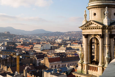 High angle view of buildings in city