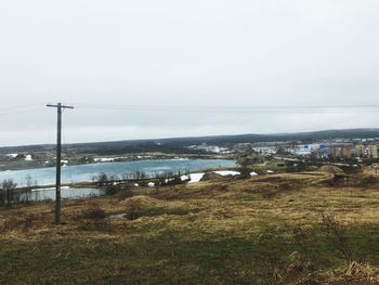 Scenic view of land against clear sky