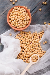 View of soybeans in bowl