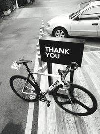 High angle view of bicycle