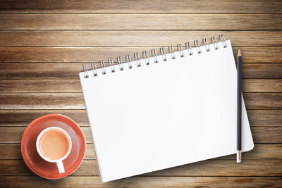 High angle view of empty coffee on table